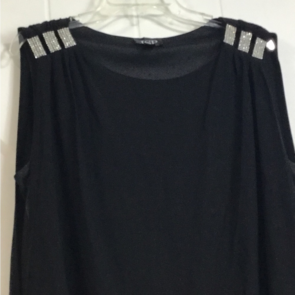 Little black dress with rhinestone shoulder